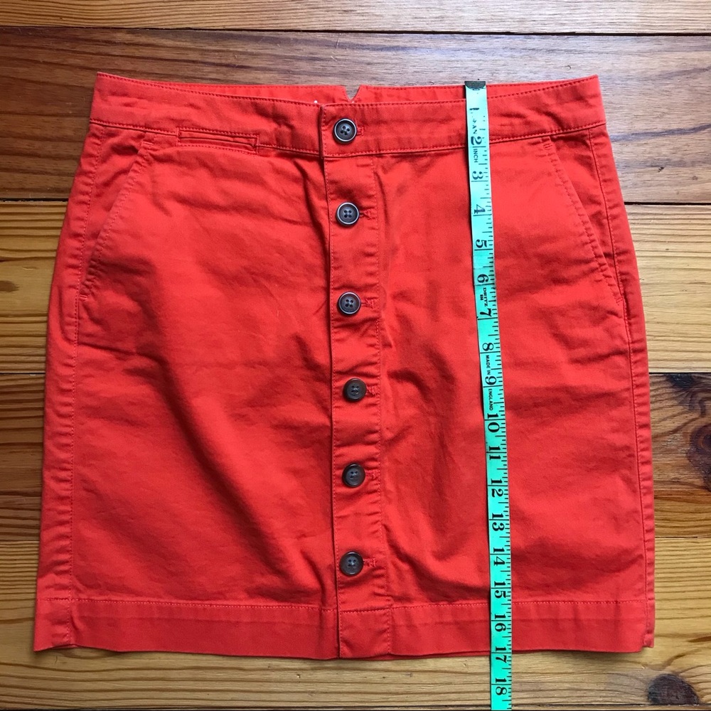 Gap Bright Orange Cotton Button Down Mini Skirt, … - image 8